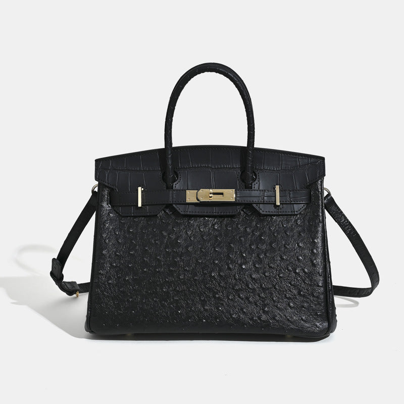 Lumina Ostrich Grain Genuine Leather Bag