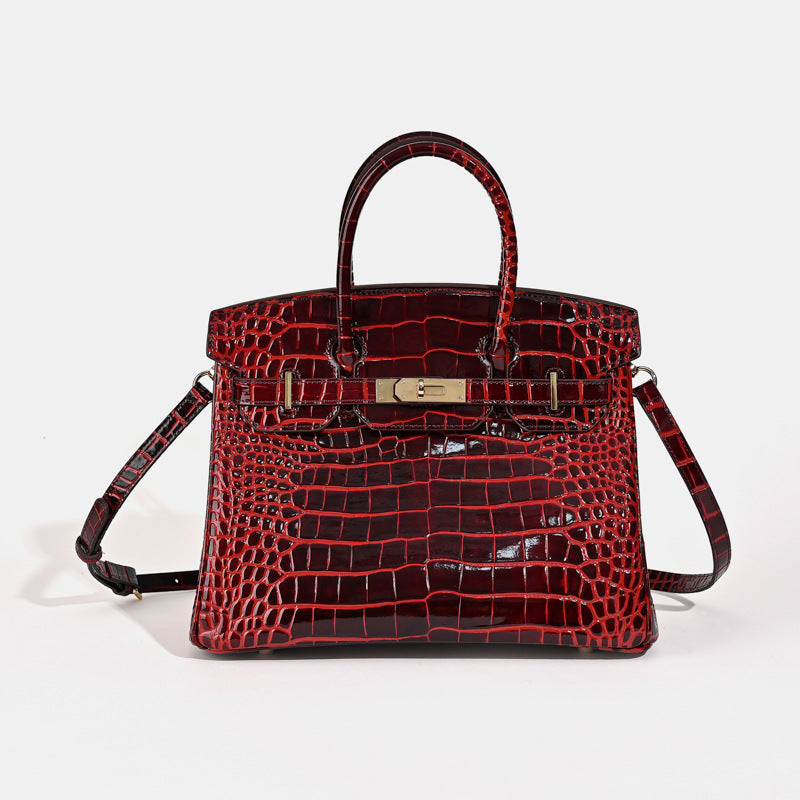 Lumina Crocodile Pattern Cowhide Handbag